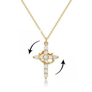 Tewiky Easter Gifts Upgraded Crown Cross Necklace for Women